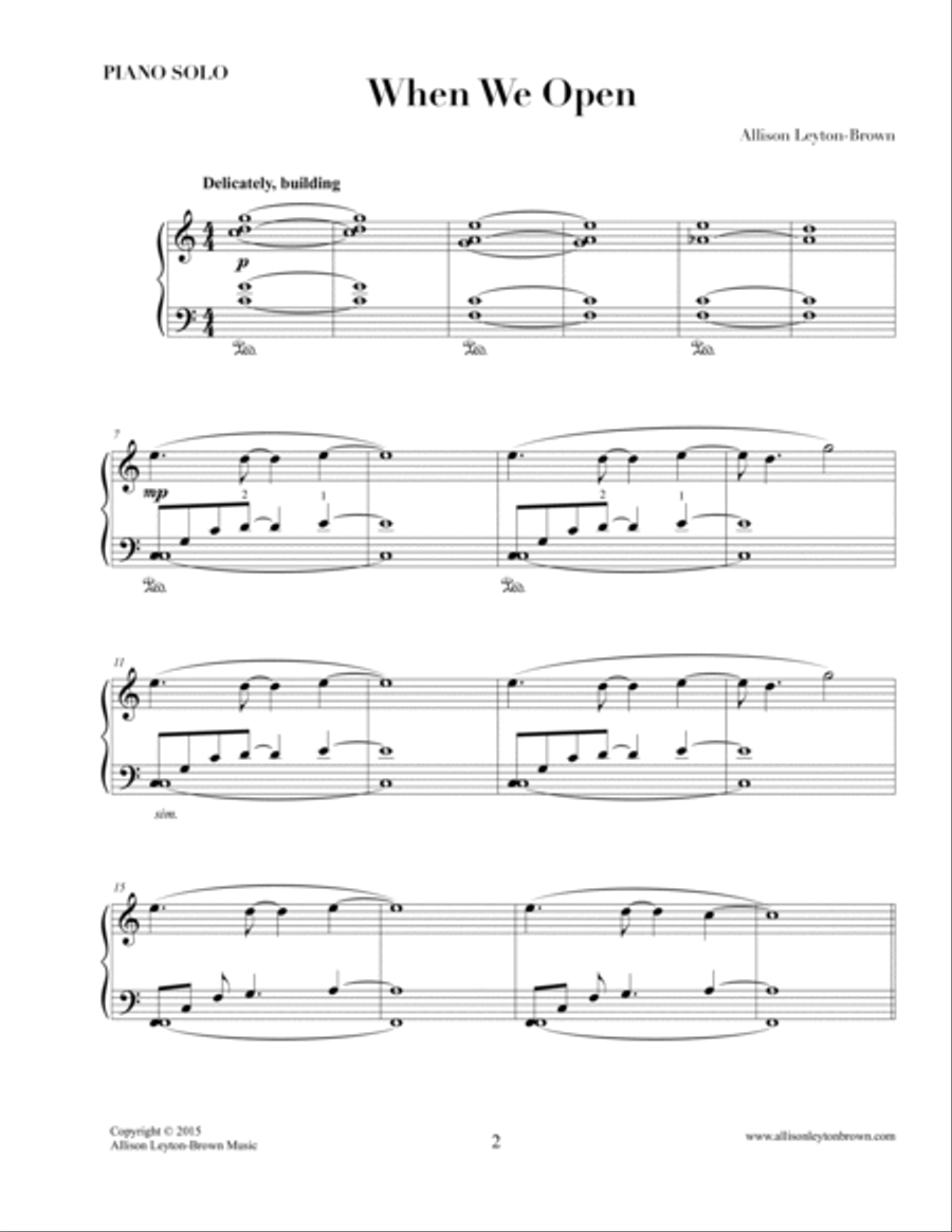 When We Open - Beautiful Piano Solo - by Allison Leyton-Brown Piano Solo scores gallery preview page 2
