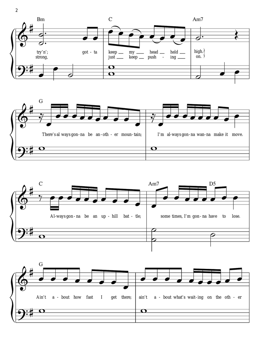The Climb (from Hannah Montana: The Movie) Easy Piano scores gallery preview page 2