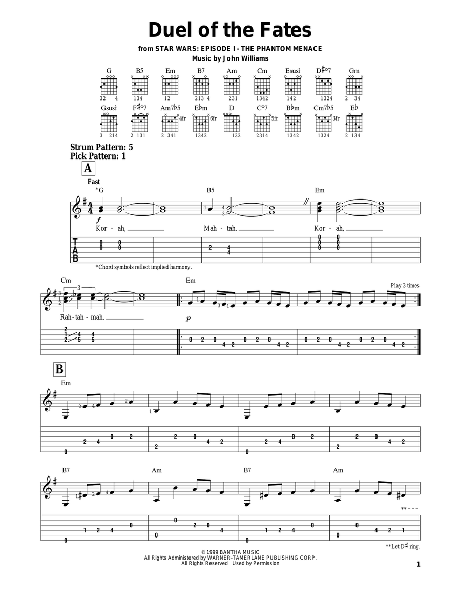 Duel Of The Fates (from Star Wars: The Phantom Menace) Acoustic Guitar scores gallery preview page 1