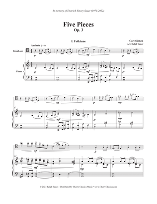 Book cover for Five Pieces, Op. 3 for Trombone and Piano