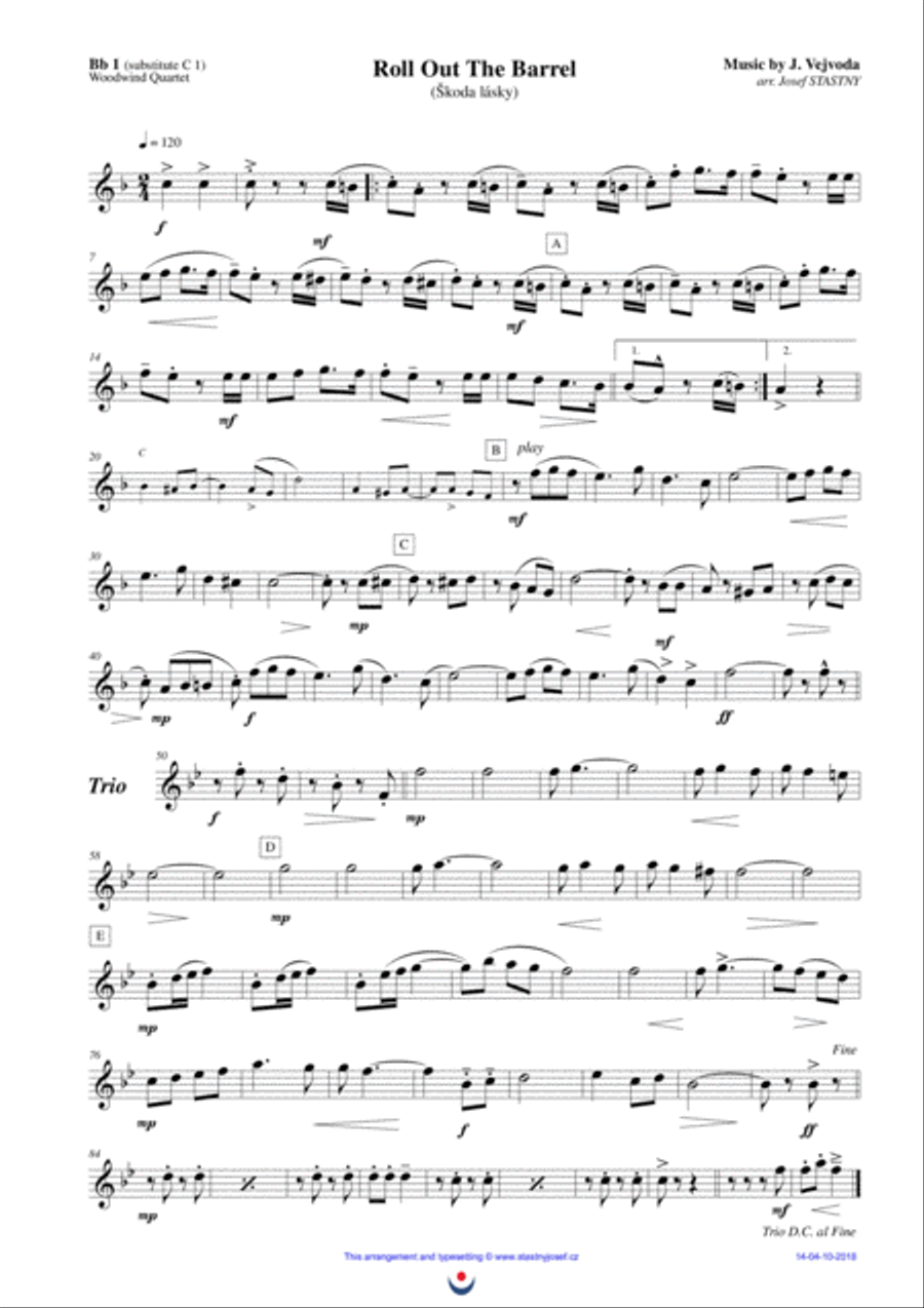 Roll Out The Barrel Woodwind Quartet scores gallery preview page 4