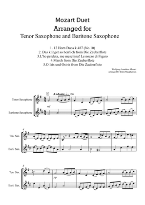 Book cover for Mozart Duet arranged for Tenor Saxophone and Baritone Saxophone