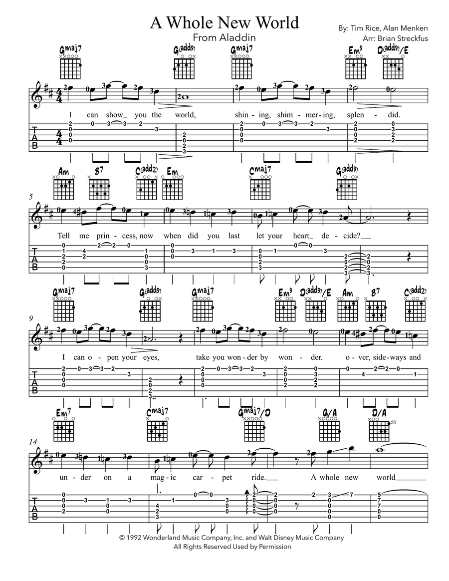 A Whole New World Piano scores gallery preview page 1