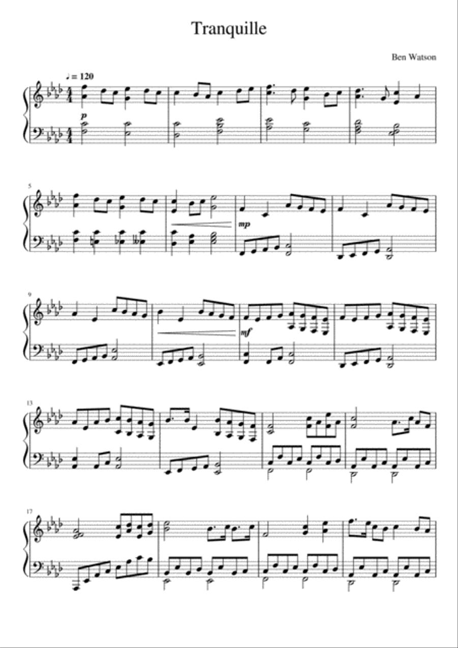 Tranquille Tranquille Piano Solo scores gallery preview page 1