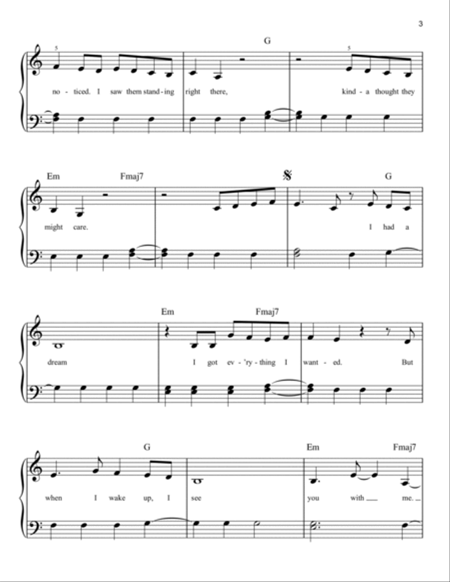 everything i wanted Easy Piano scores gallery preview page 3