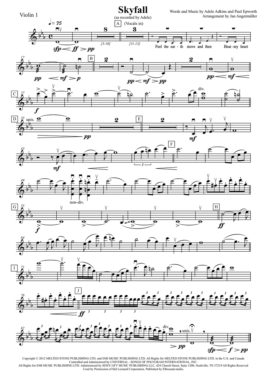 Skyfall Violin Solo scores gallery preview page 1