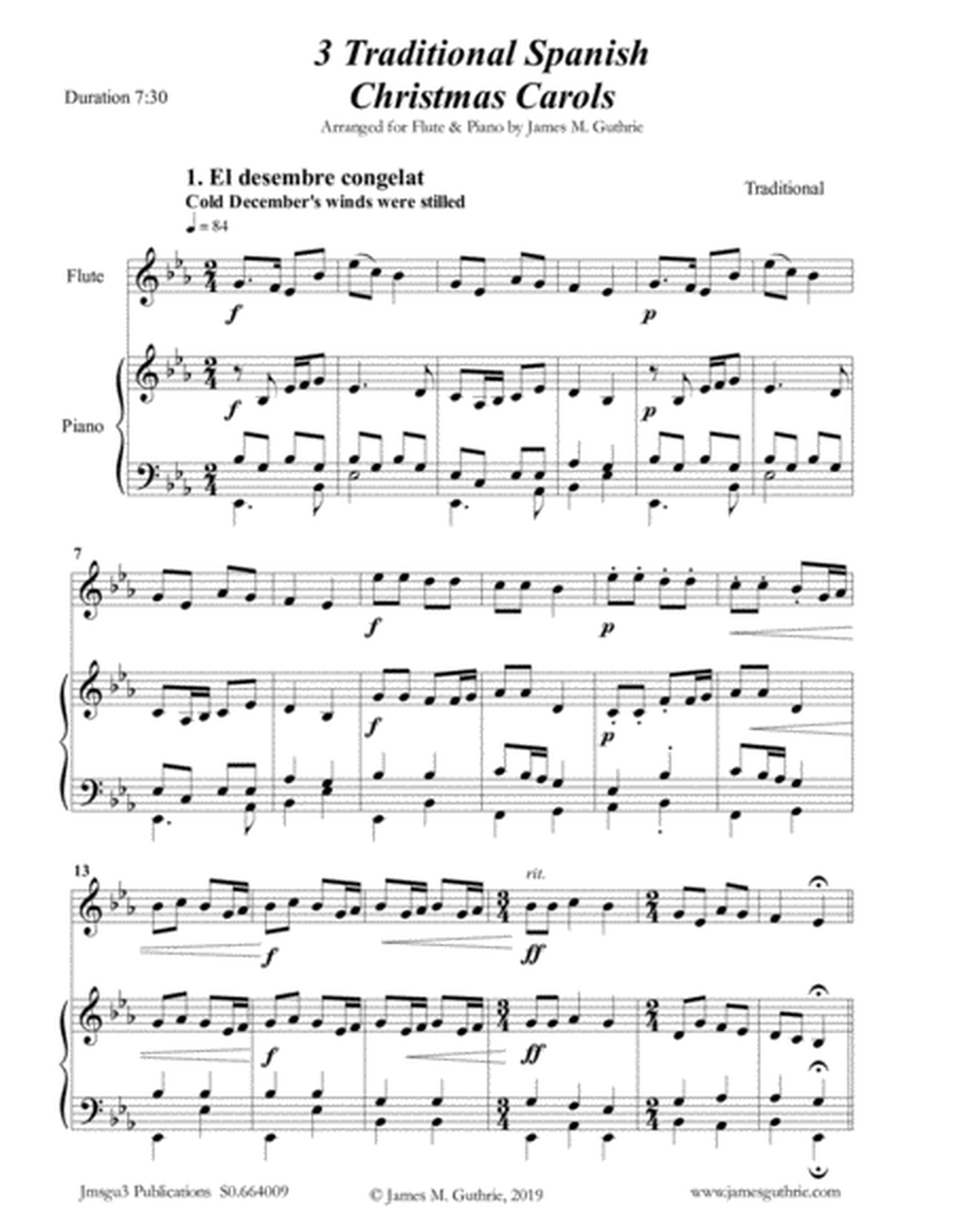 3 Traditional Spanish Christmas Carols for Flute & Piano image number null