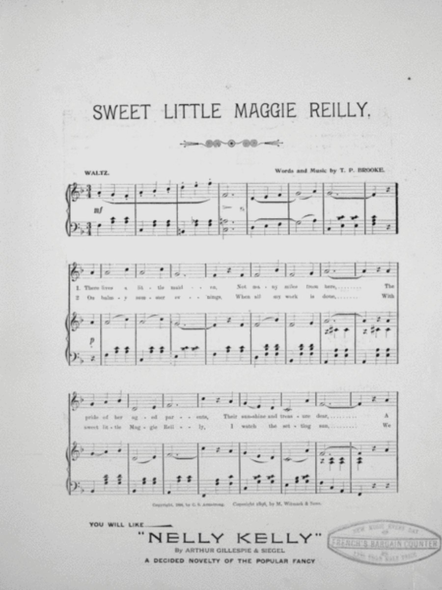 Sweet Little Maggie Reilly. Popular Song and Chorus