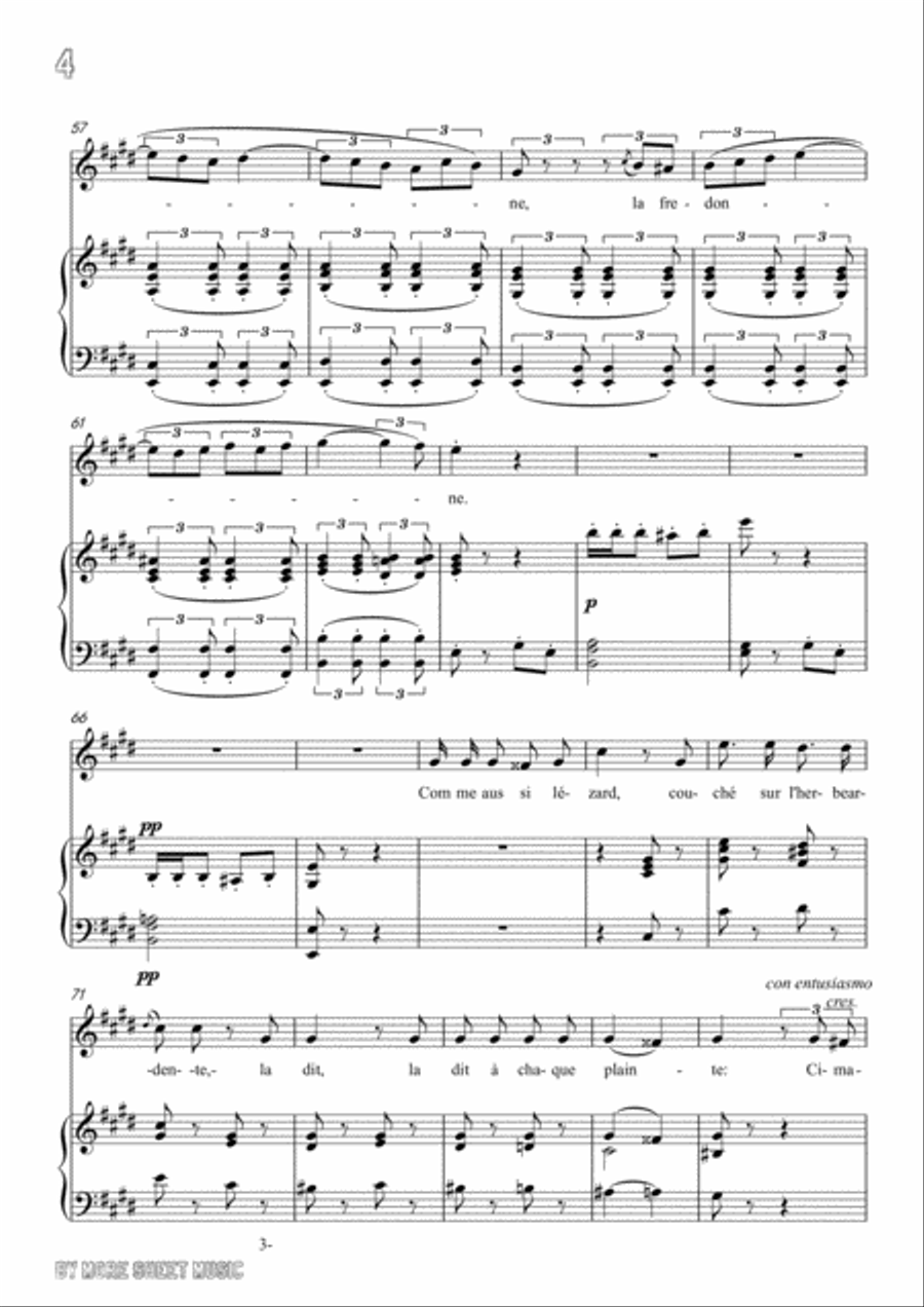 Meyerbeer-Chant de mai in E Major,for Voice and Piano Voice Solo scores gallery preview page 6