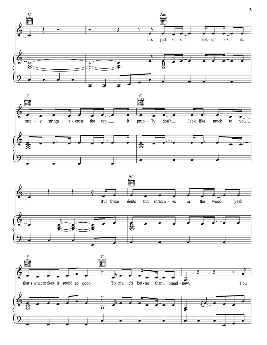 I Hold On Piano, Vocal, Guitar scores gallery preview page 3
