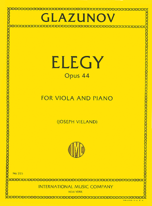 Book cover for Elegy, Op. 44