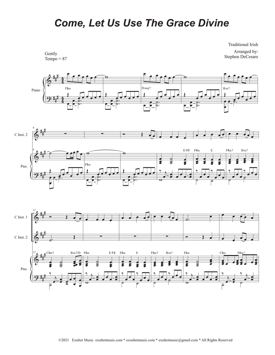 Come, Let Us Use The Grace Divine (Duet for C-Instruments) Piano scores gallery preview page 2