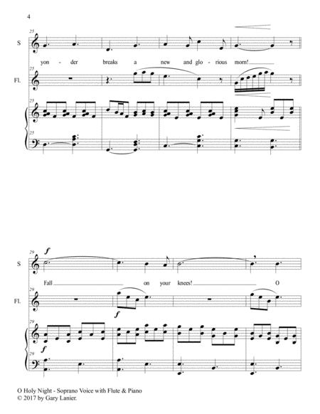 O HOLY NIGHT (Soprano Solo with Flute & Piano - Score & Parts included) image number null
