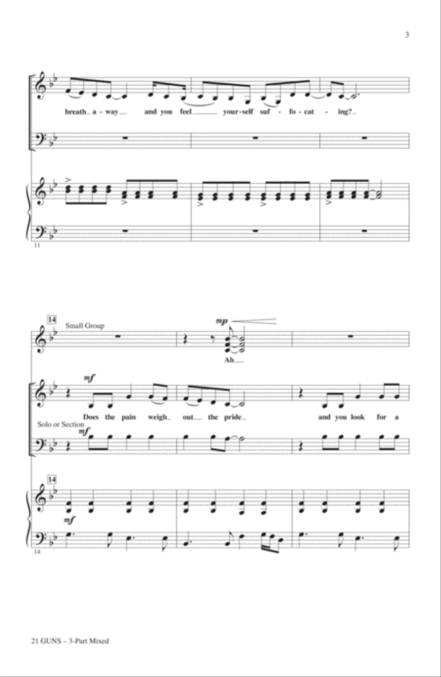 21 Guns (from Green Day's American Idiot) (arr. Roger Emerson) 3-Part scores gallery preview page 2