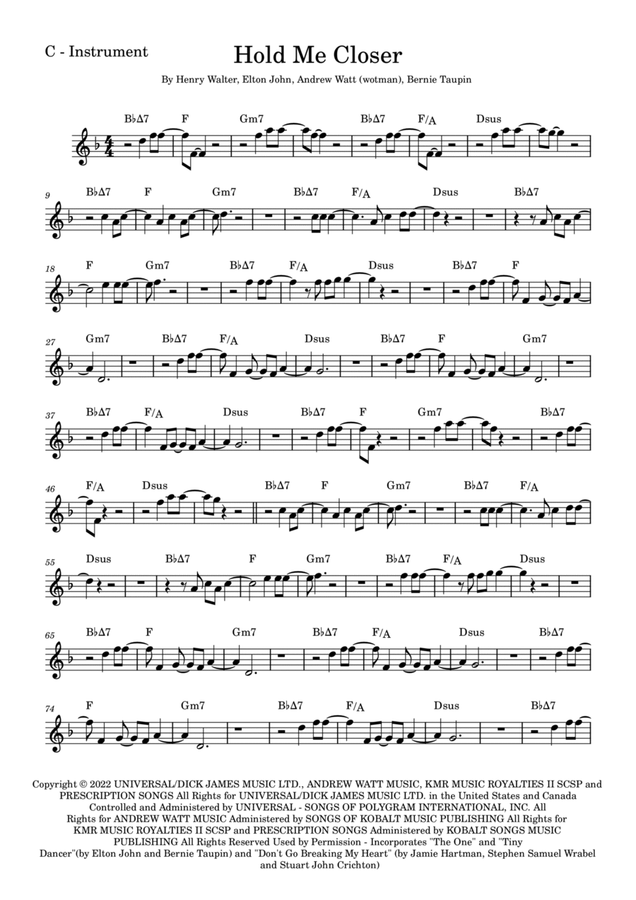Hold Me Closer Easy Piano scores gallery preview page 1