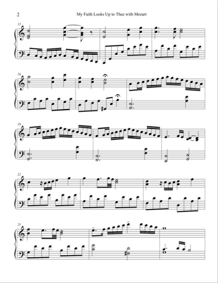My Faith Looks Up to Thee with Mozart Piano Solo scores gallery preview page 2