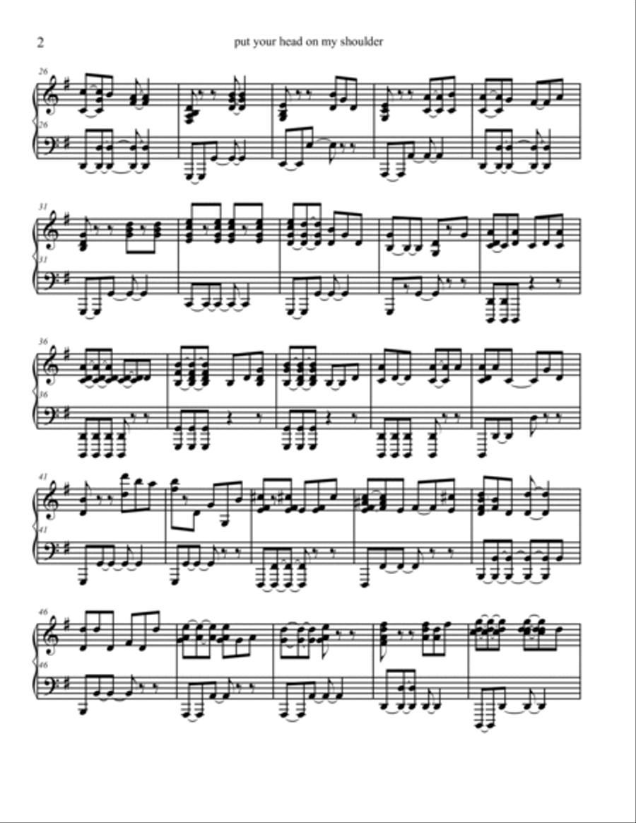 Put Your Head On My Shoulder Put Your Head On My Shoulder Piano Solo scores gallery preview page 2
