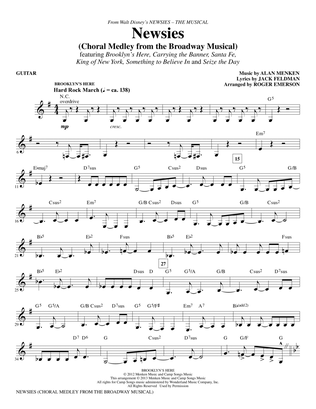 Newsies (Choral Medley) - Guitar