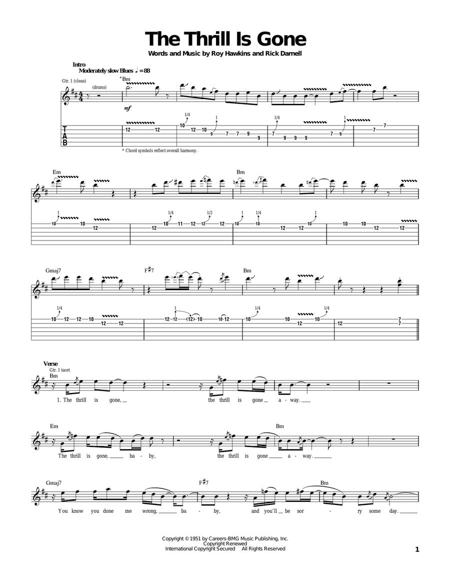 The Thrill Is Gone Electric Guitar scores gallery preview page 1