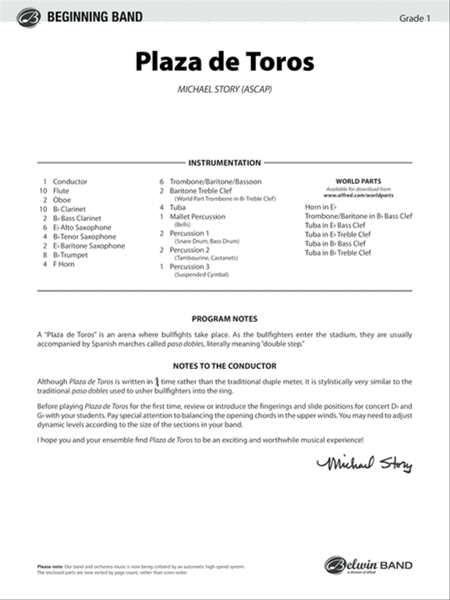 Plaza de Toros: Score Concert Band scores gallery preview page 1