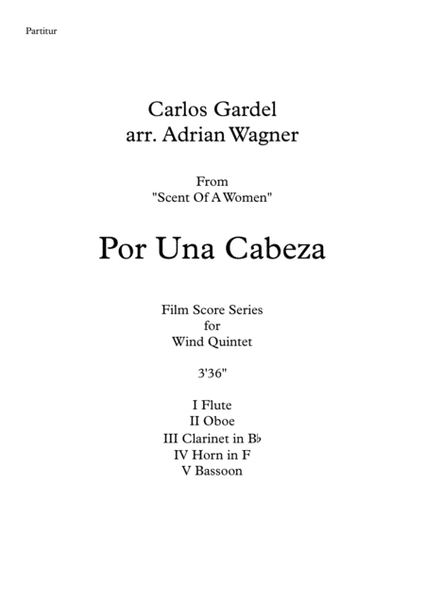 "Por Una Cabeza" (Carlos Gardel) Wind Quintet arr. Adrian Wagner image number null