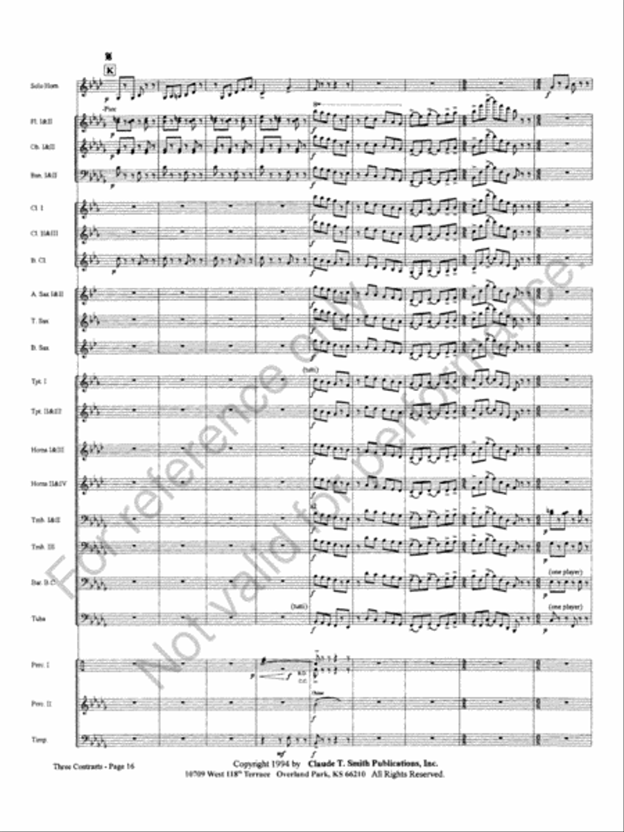 Three Contrasts for Two Horns And Wind Ensemble Concert Band scores gallery preview page 20