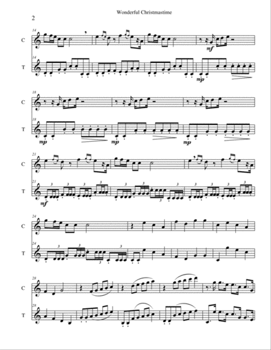 Wonderful Christmastime Wonderful Christmastime Woodwind Duet scores gallery preview page 2