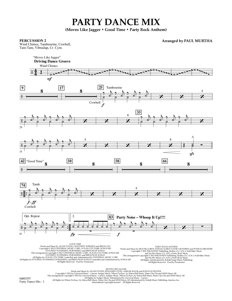 Party Dance Mix - Percussion 2 Concert Band scores gallery preview page 1