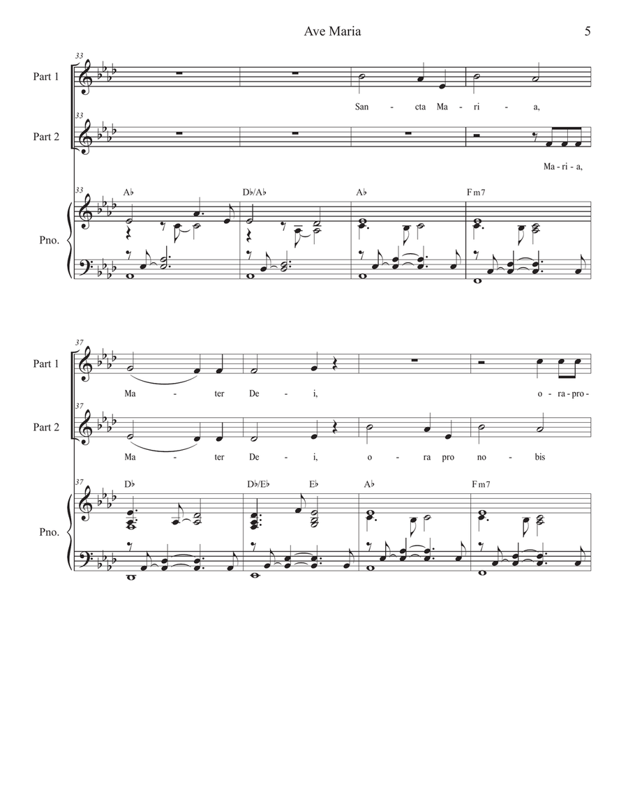 Ave Maria (Mother of Divine Mercy) (2-part choir) 2-Part scores gallery preview page 5