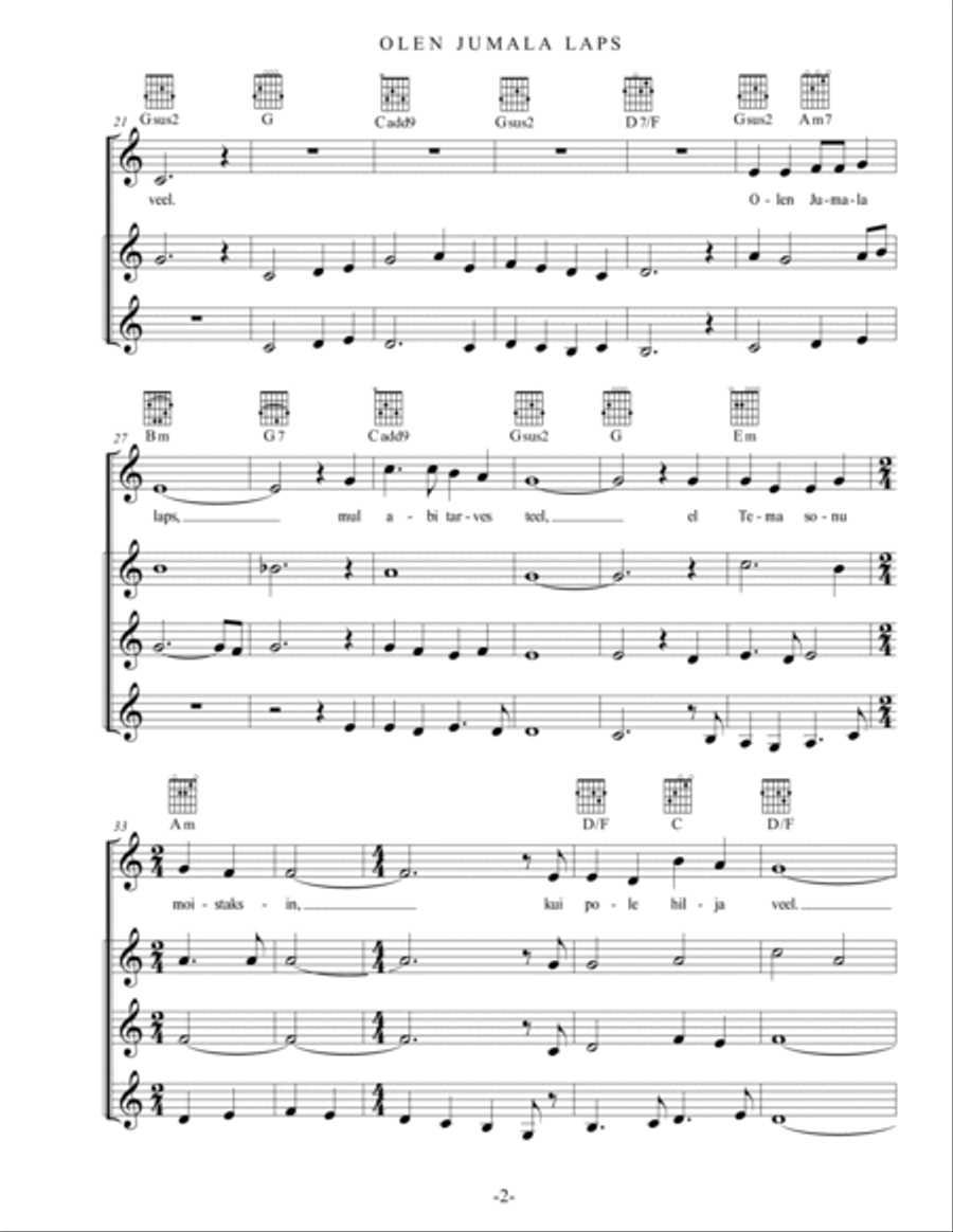 I am a Child of God (Olen Jumala Laps) Acoustic Guitar scores gallery preview page 2