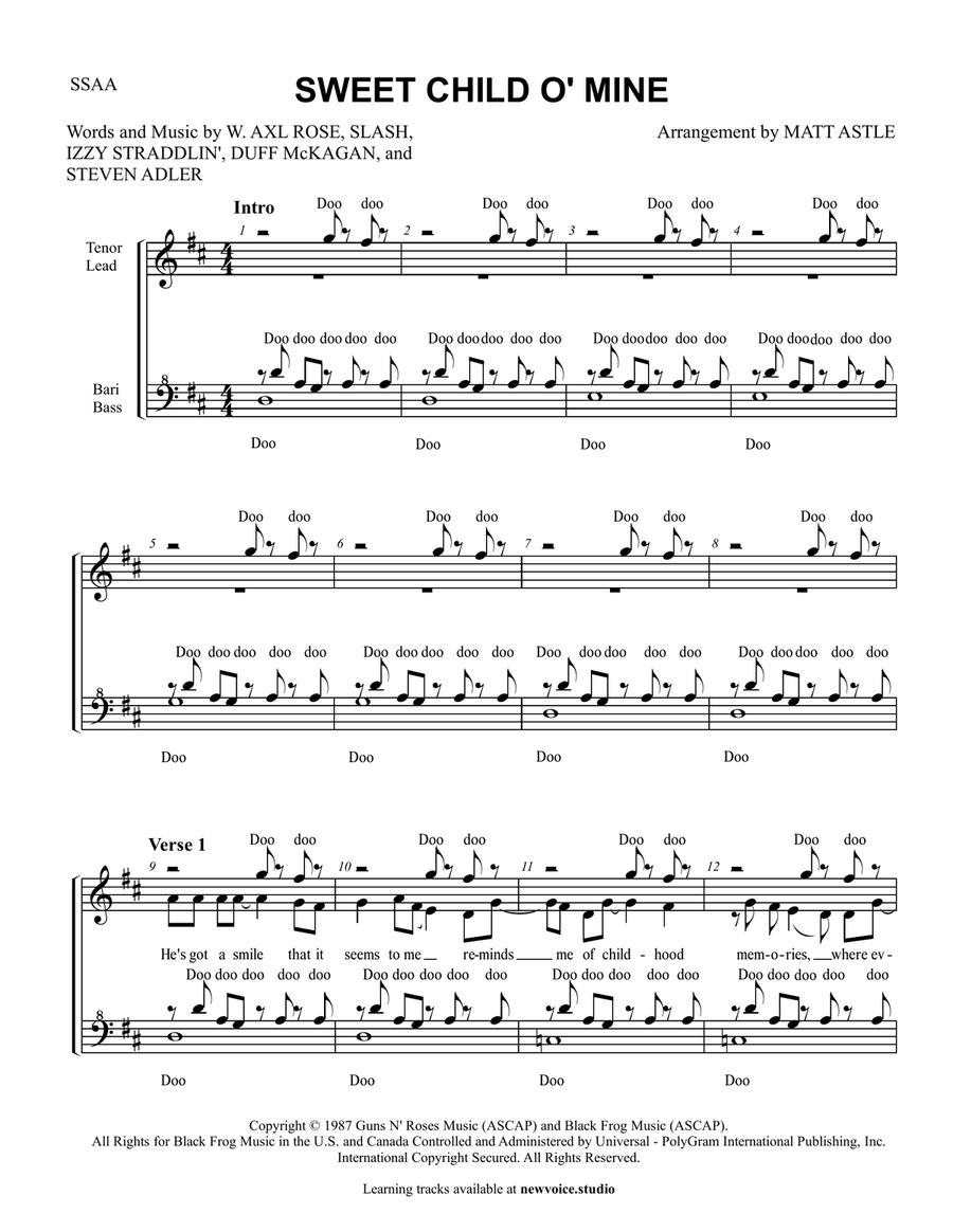 Sweet Child O' Mine Sweet Child O' Mine SSAA scores gallery preview page 2