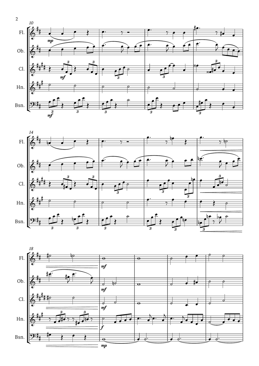 Top 5 Beautiful Classical Themes for Woodwind Quintet - 1st Version Woodwind Quintet scores gallery preview page 4