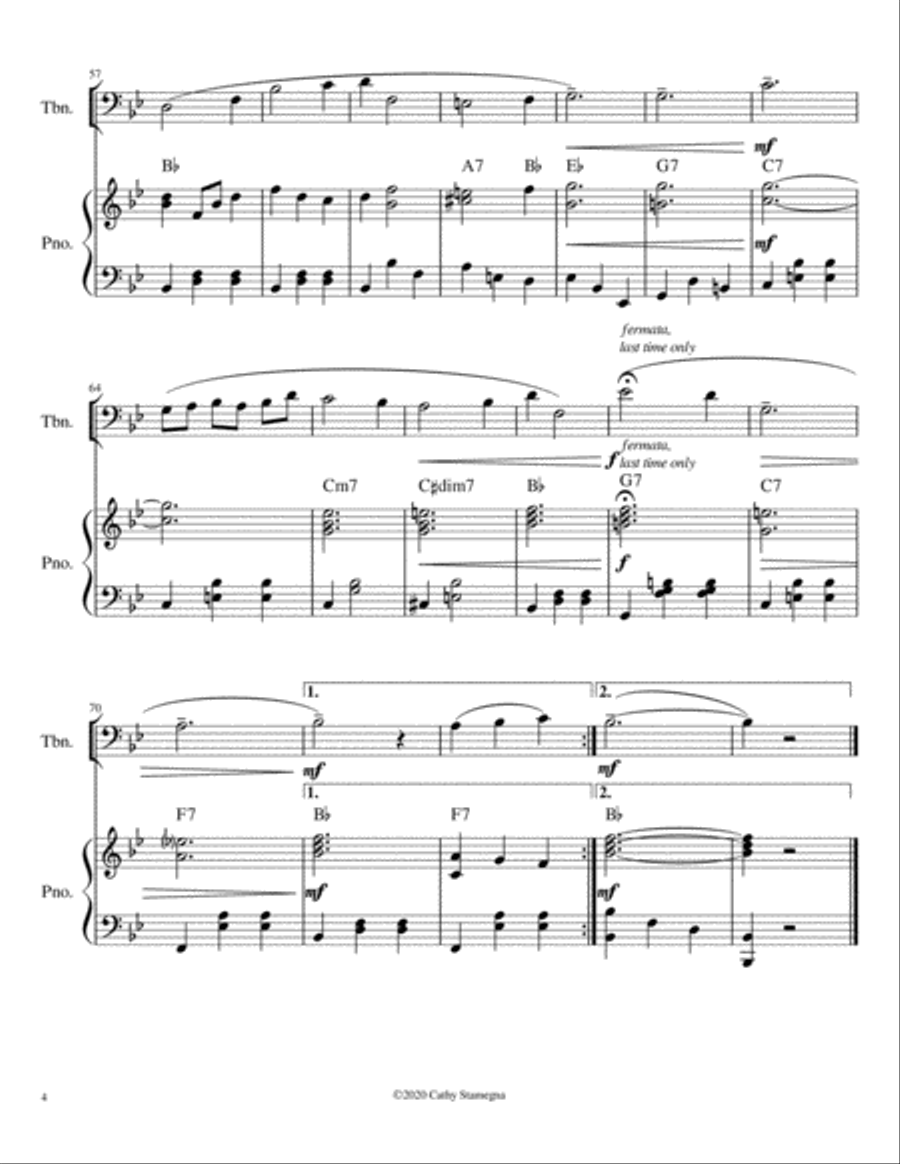Let Me Call You Sweetheart (Trombone Solo, Chords, Piano Accompaniment). Small Ensemble scores gallery preview page 6