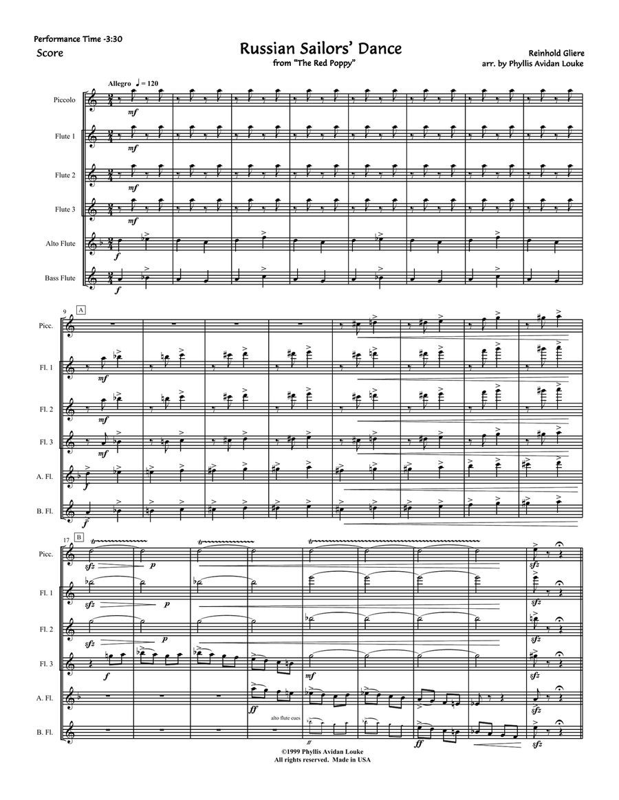 Russian Sailor's Dance Woodwind Ensemble scores gallery preview page 4