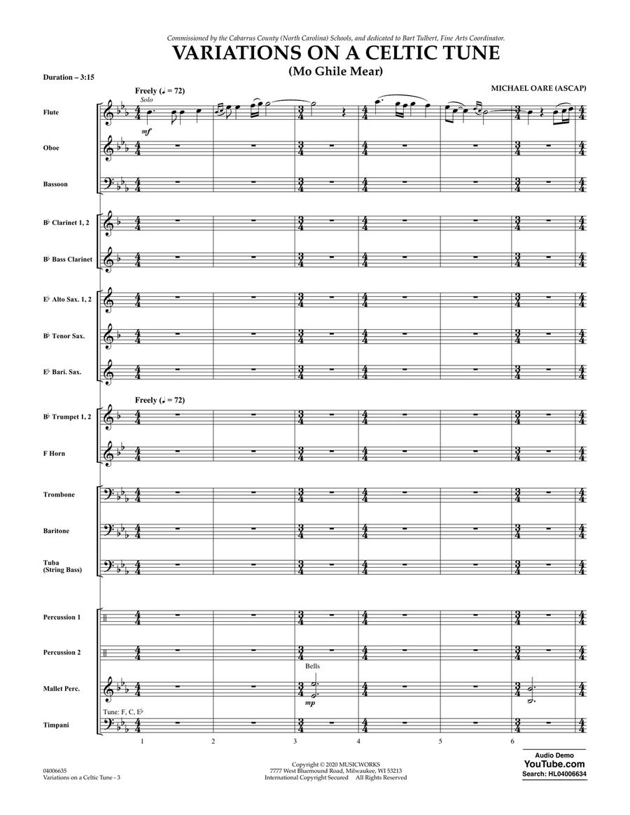 Variations on a Celtic Tune (Mo Ghile Mear) - Full Score Concert Band scores gallery preview page 3