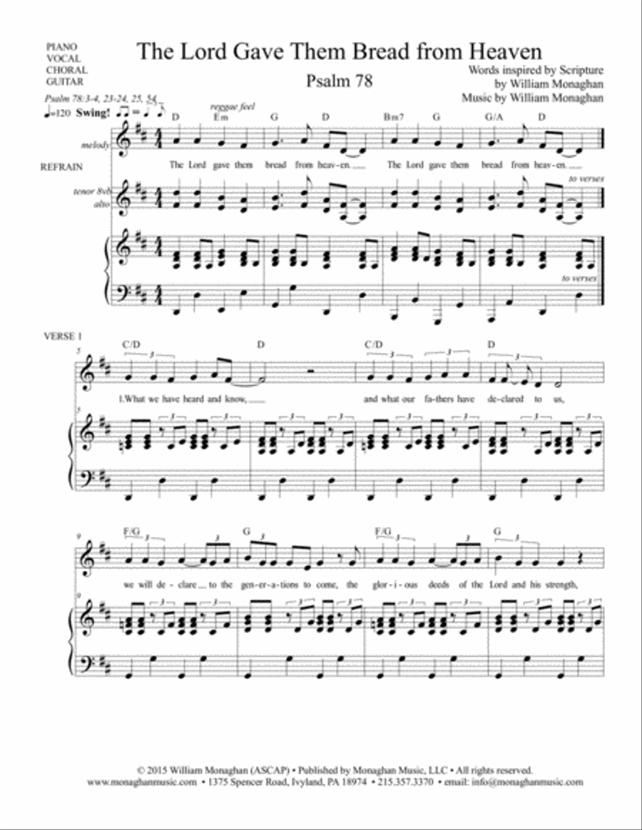 The Lord Gave Them Bread from Heaven (Psalm 78) Choir scores gallery preview page 1