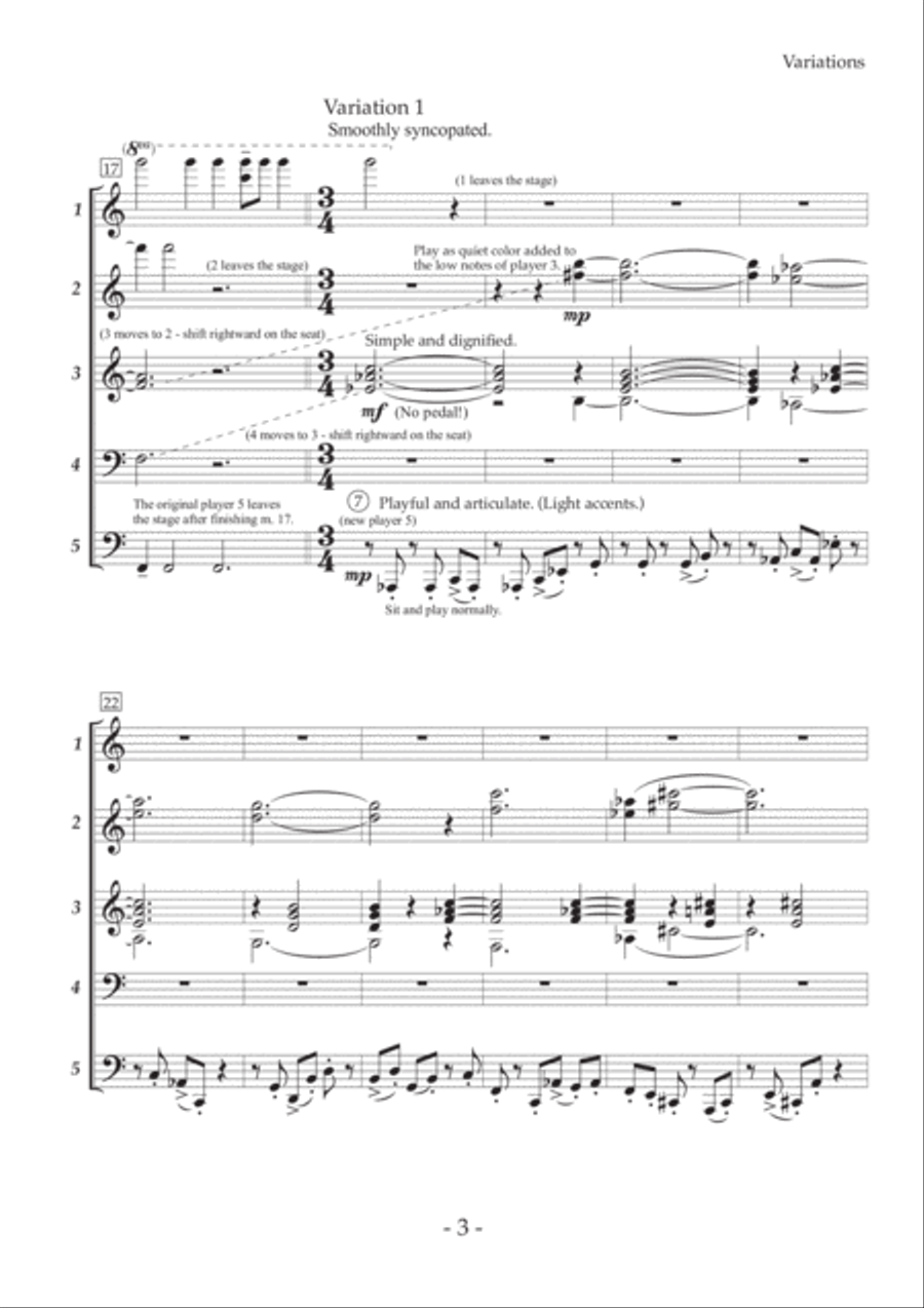 Variations for Multi-Hands Piano 1 Piano, 4-Hands scores gallery preview page 5