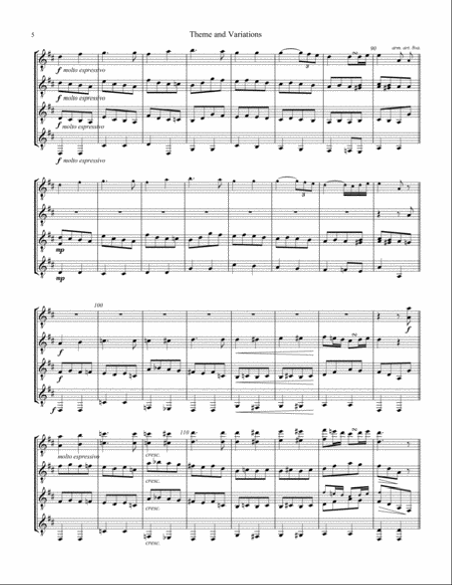 Andante Op. 18 Theme and Variations for guitar quartet Guitar Ensemble scores gallery preview page 6