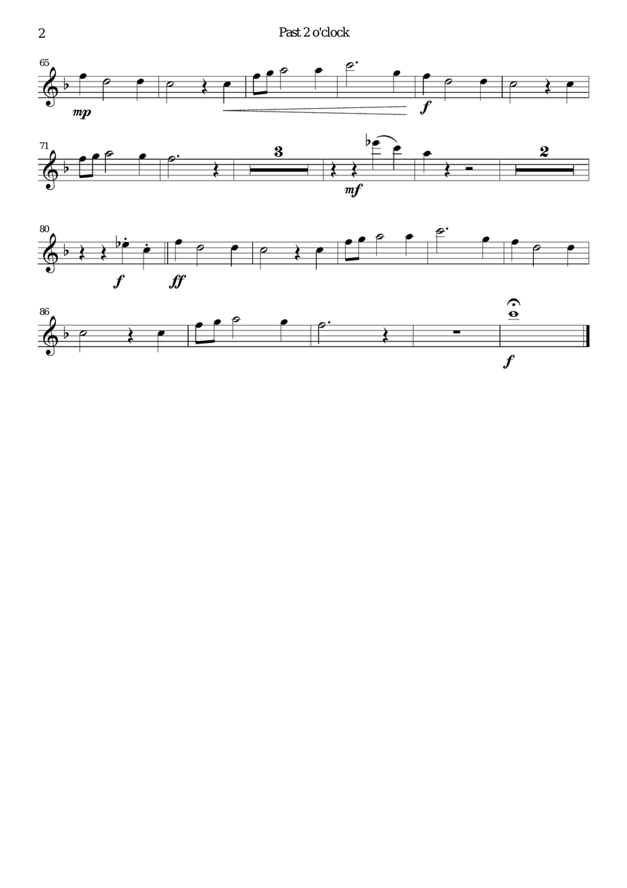 Past 2 o'clock for wind quartet A Cappella scores gallery preview page 5