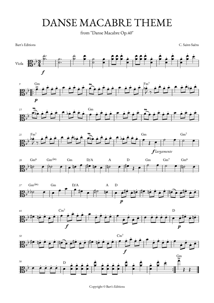 Danse Macabre Theme (for Viola) Viola Solo scores gallery preview page 1