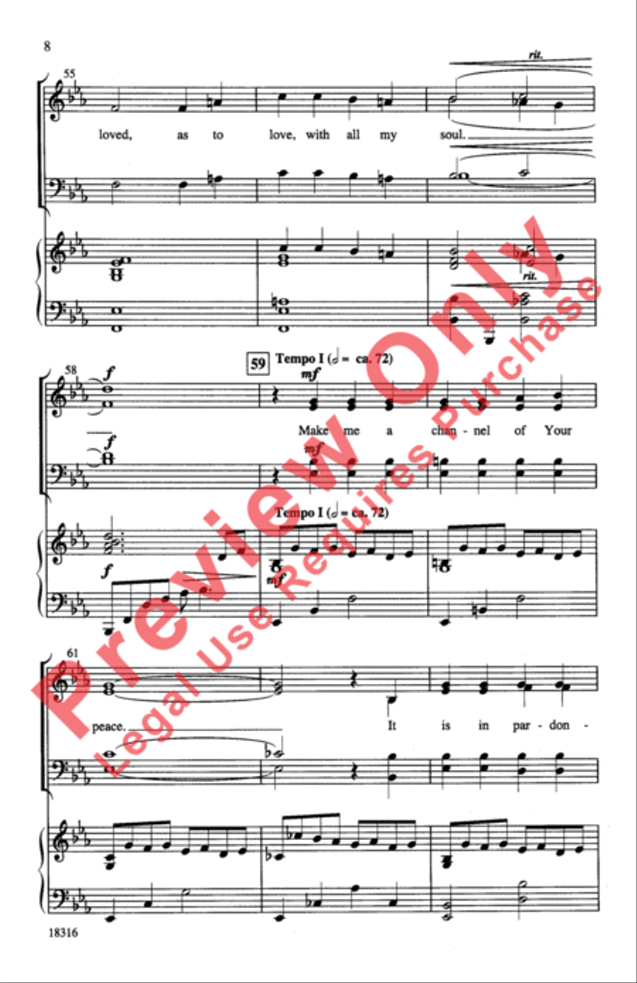 Make Me a Channel of Your Peace 4-Part scores gallery preview page 8