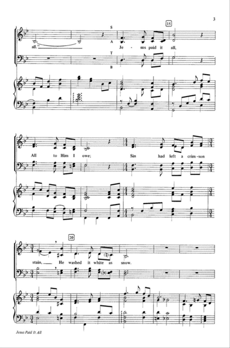 Jesus Paid It All 4-Part scores gallery preview page 3
