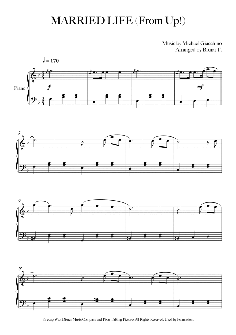 Married Life Easy Piano scores gallery preview page 1