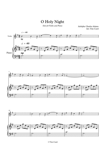O Holy Night. For Solo Violin and Piano image number null