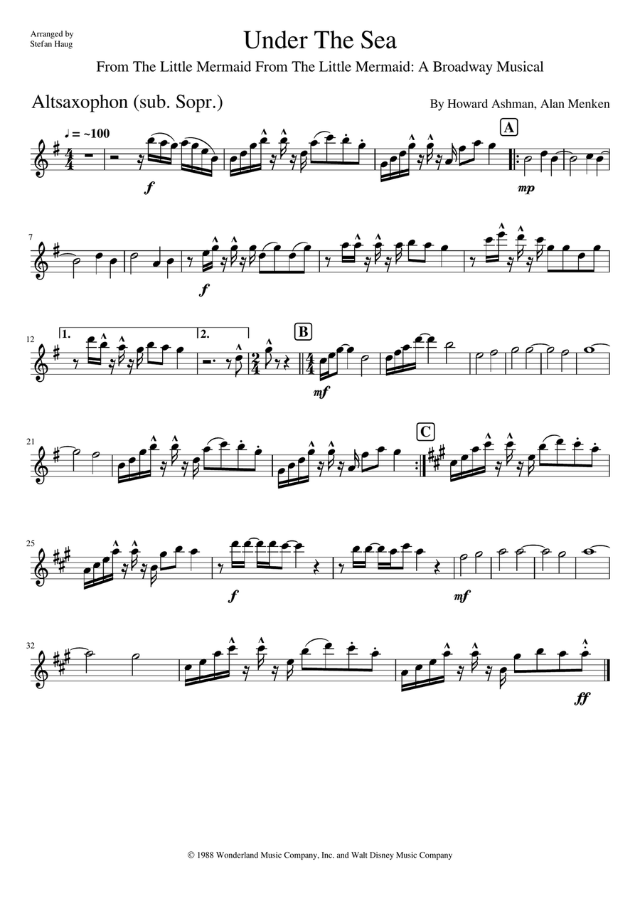 Under The Sea Saxophone Quartet scores gallery preview page 4