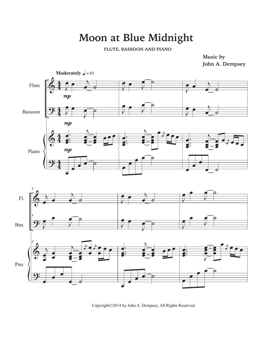 Moon at Blue Midnight (Trio for Flute, Bassoon and Piano) Small Ensemble scores gallery preview page 5