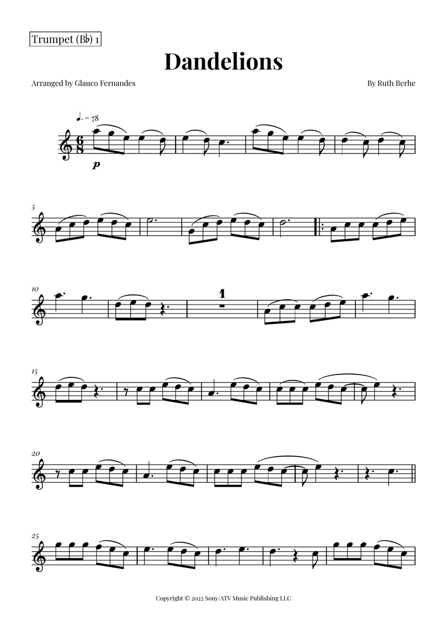 Dandelions Trumpet Duet scores gallery preview page 4