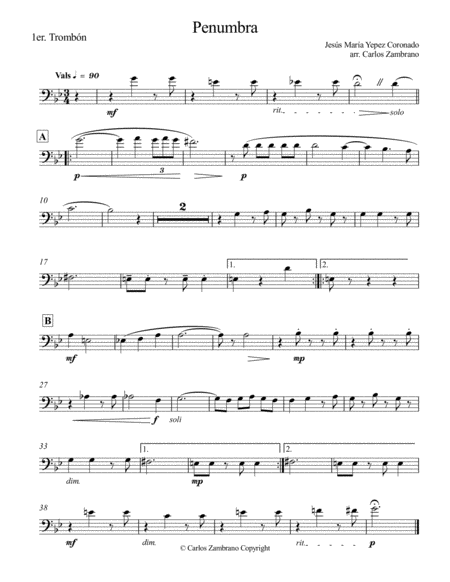 Penumbra (Venezuelan Vals) for trombone quartet image number null