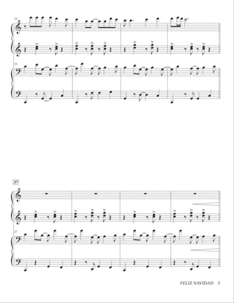 Feliz Navidad Piano scores gallery preview page 6