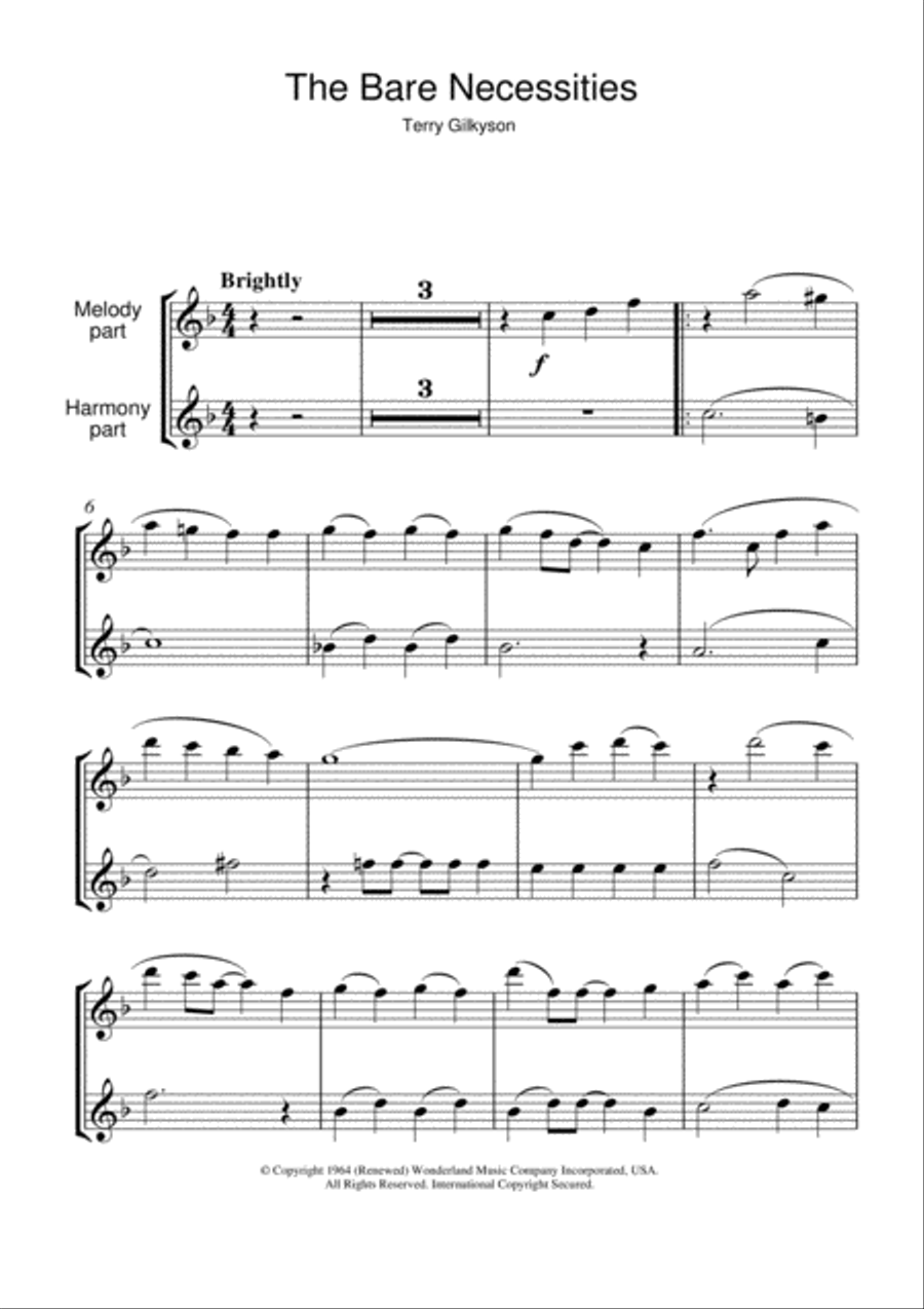 The Bare Necessities (from Disney's The Jungle Book) Flute Solo scores gallery preview page 1